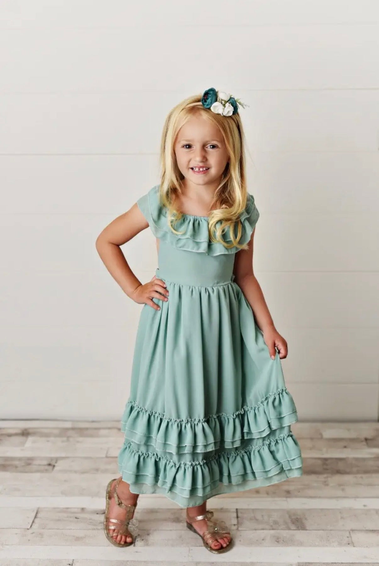 Mint Ruffle Back Dress - Toddler/Kids