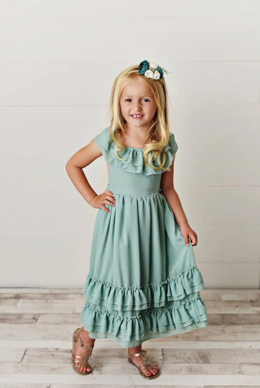 Mint Ruffle Back Dress - Toddler/Kids