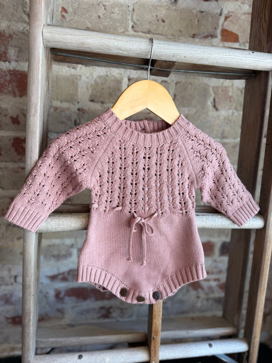 Knitted Sweater Romper - Mauve
