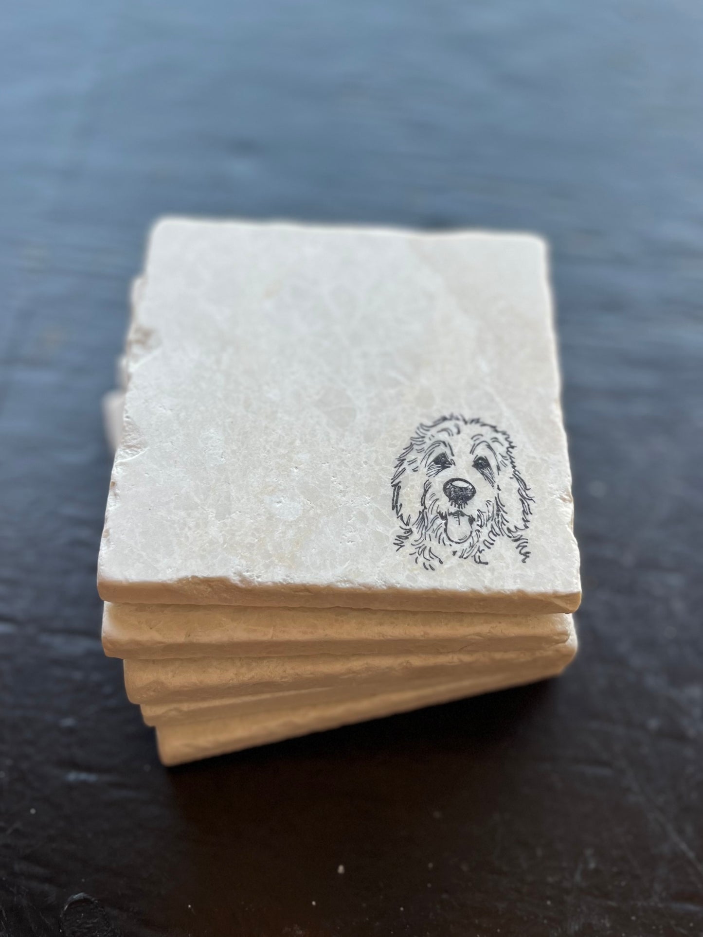 Goldendoodle Face Marble Coaster