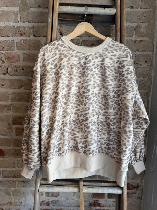 Leopard Fleece Oversized Crewneck
