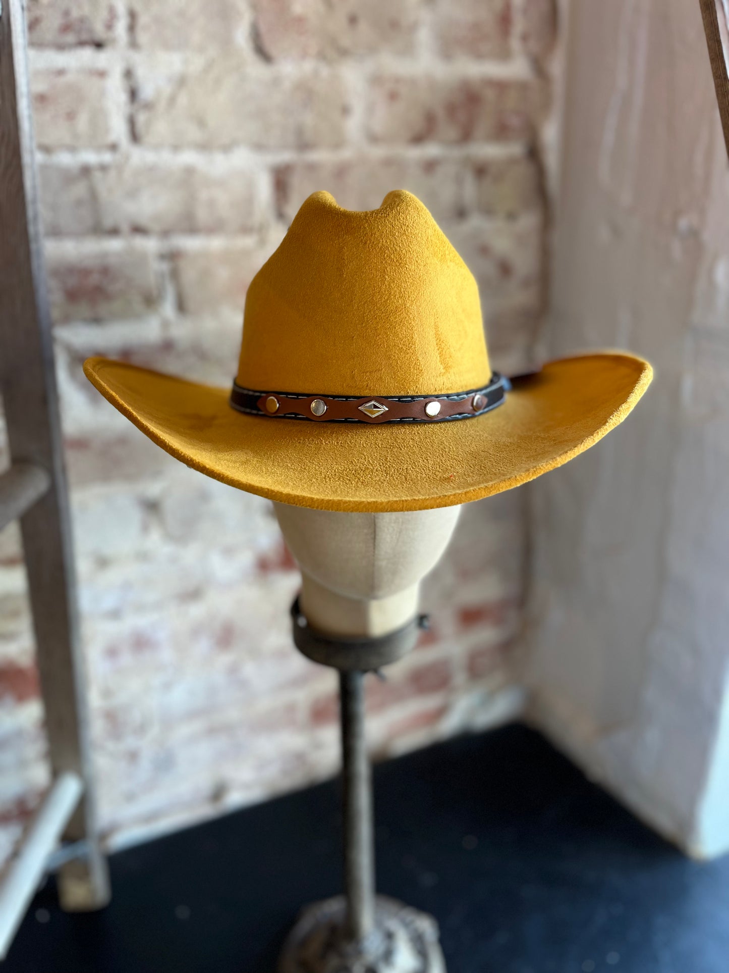 Suede Cow Boy Hat- Mustard