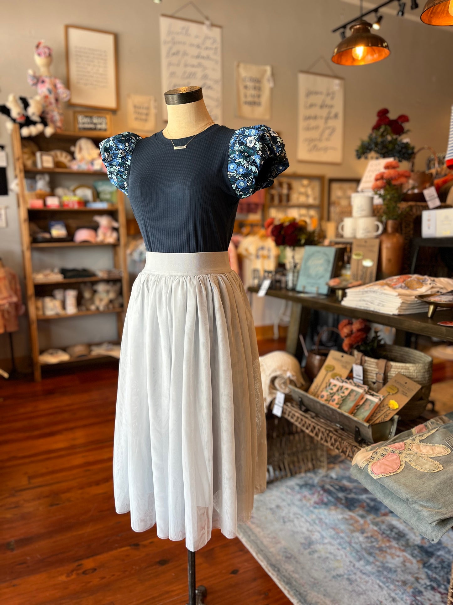 Layered Tulle Skirt- Pearl Blue