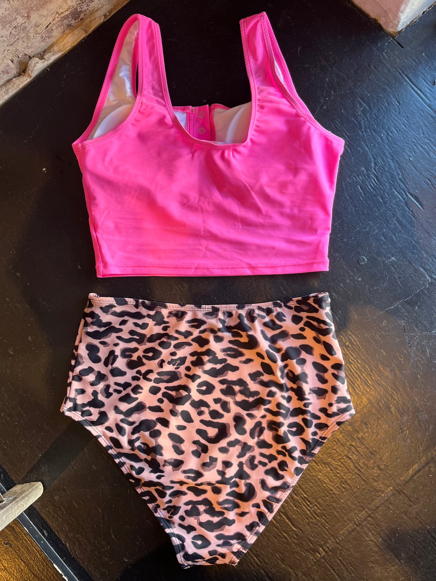 Hot Pink/Leopard Tankini Suit