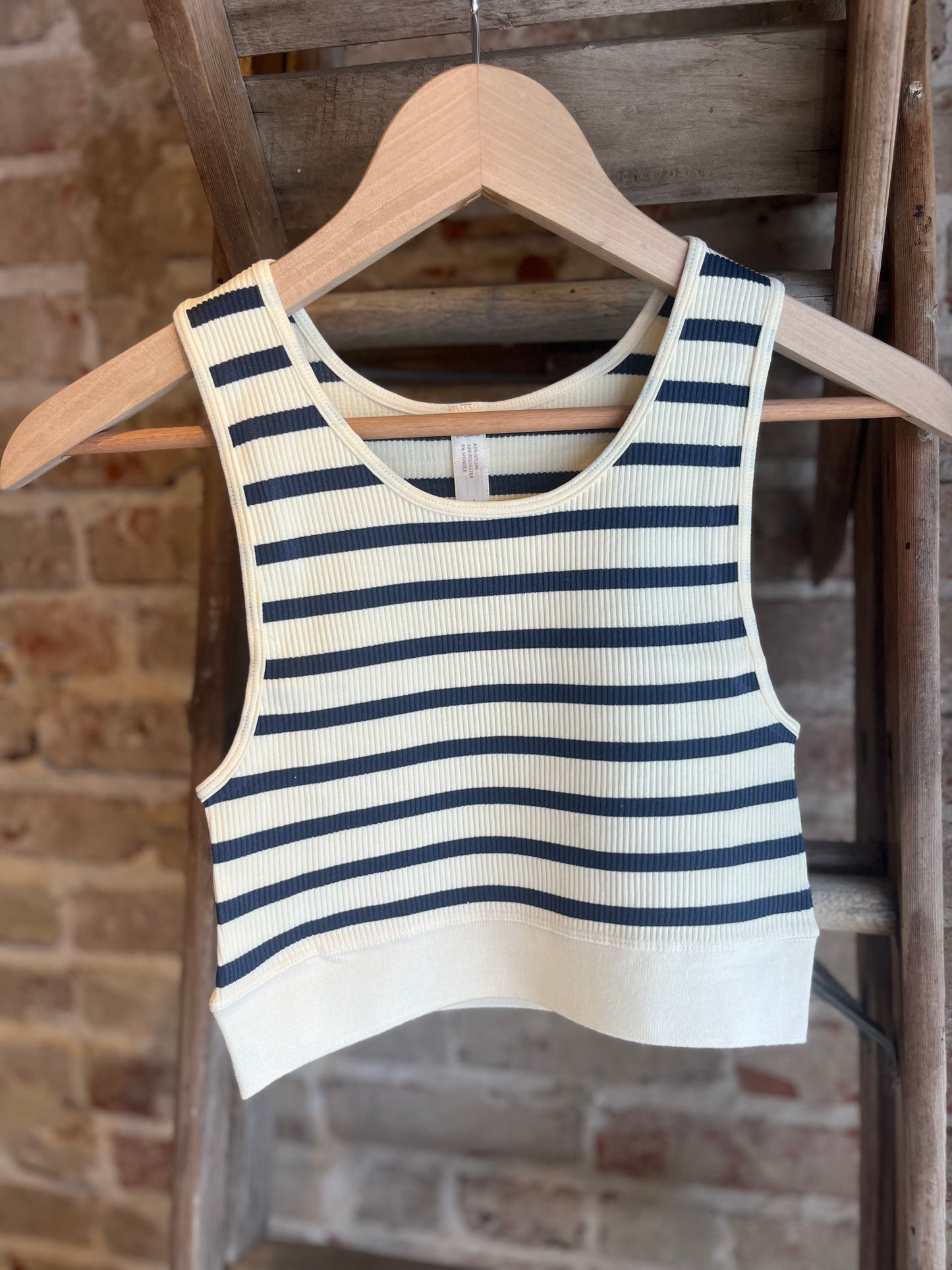 Striped Knit Seamless Racerback Brami - Navy