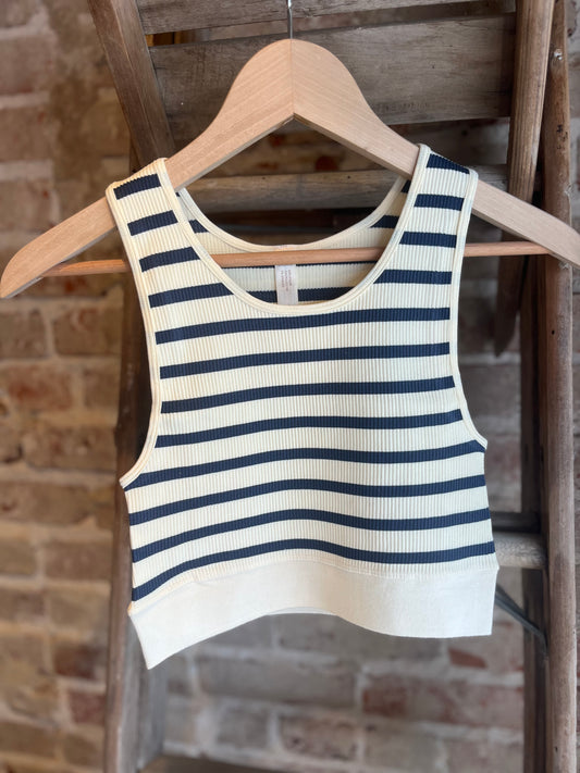 Striped Knit Seamless Racerback Brami - Navy