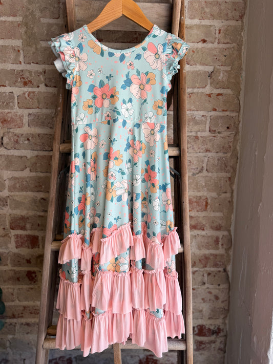 Bella Mint Floral Dress - Toddler/Kids