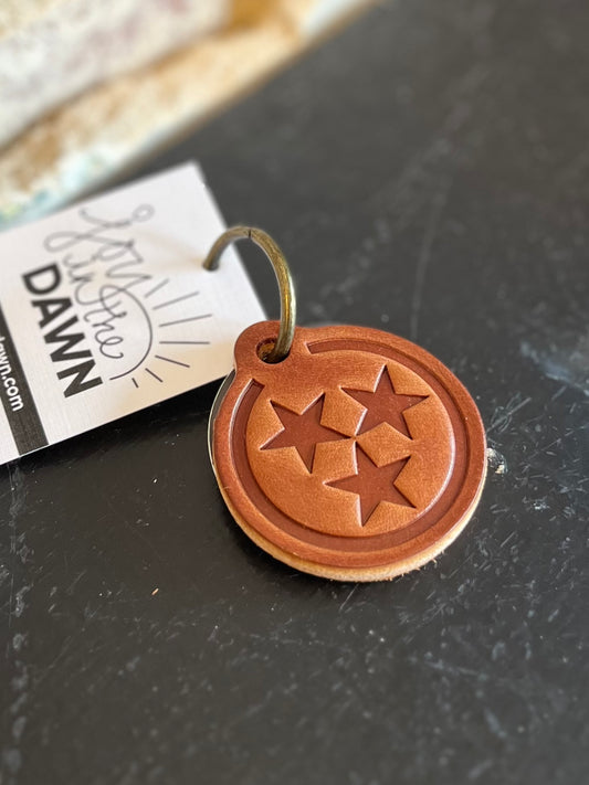 Tennessee Tri-Star Leather Keychain