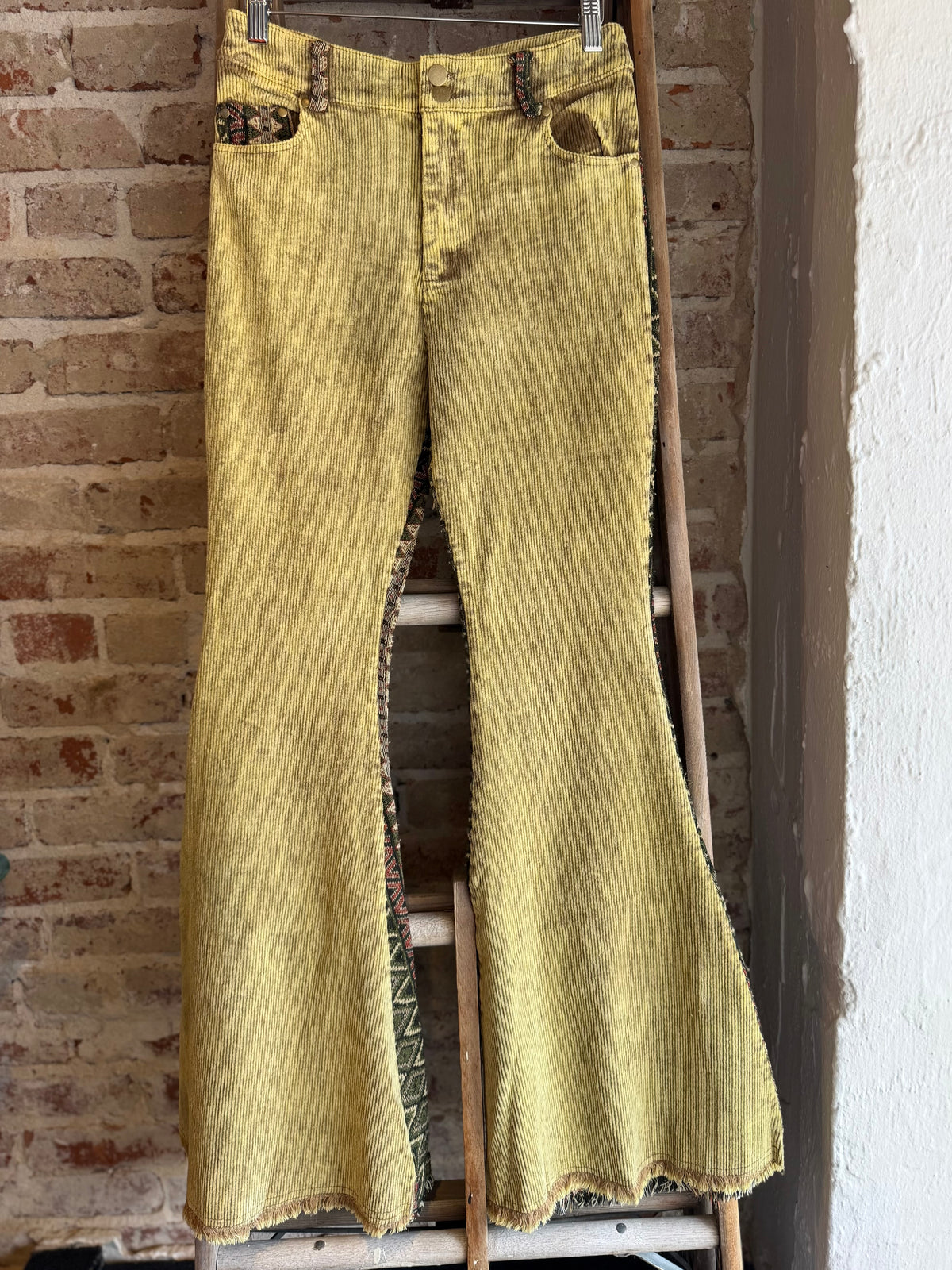 Washed Aztec Corduroy Bell Bottoms