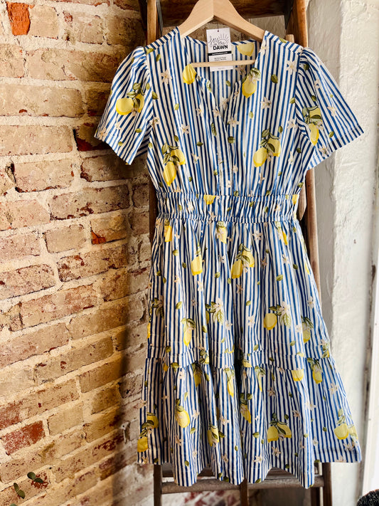 Striped Lemon Midi Dress