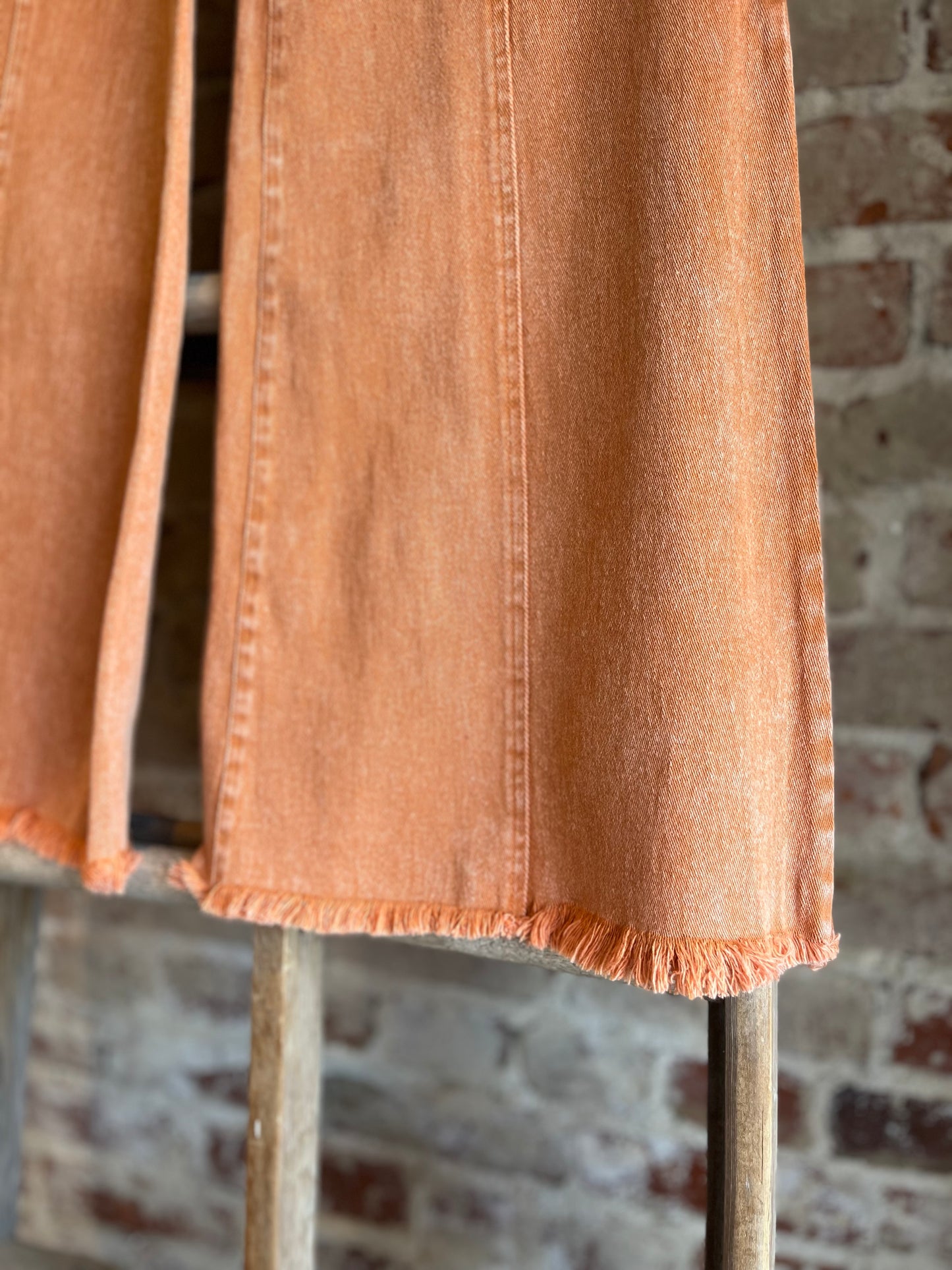 Acid Wash Flared Jeans - Orange