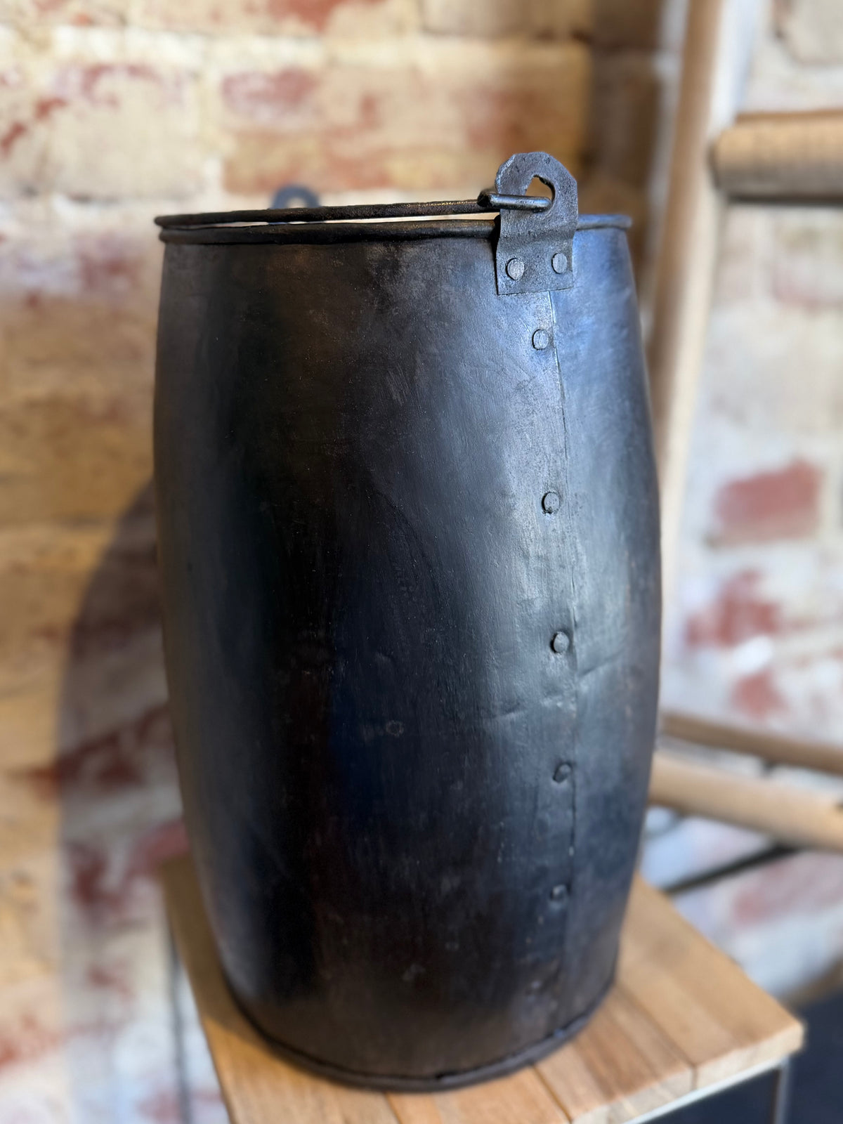 Hammered Iron Bucket Vase - Large