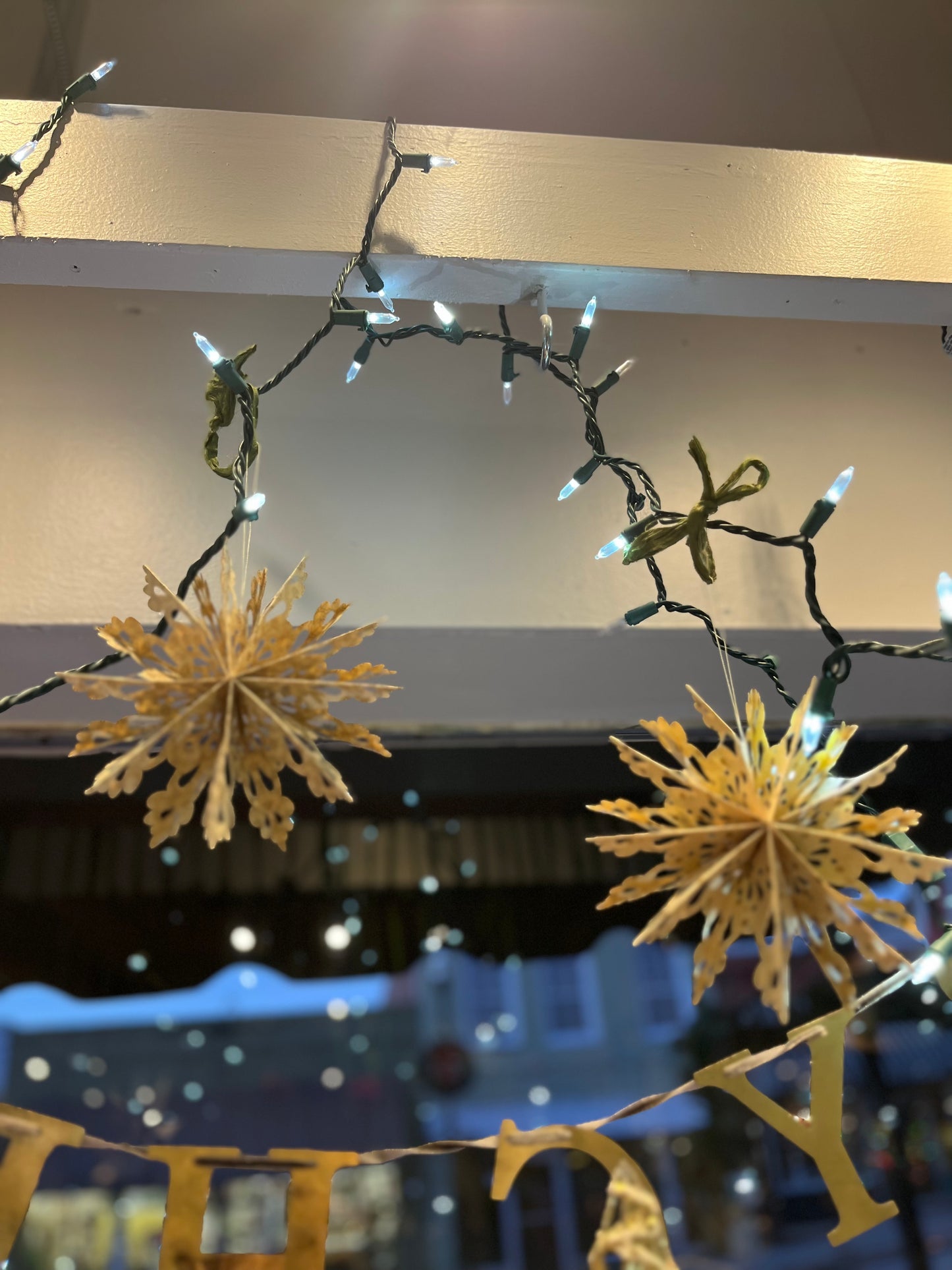 Gold Hanging Paper Snowflakes