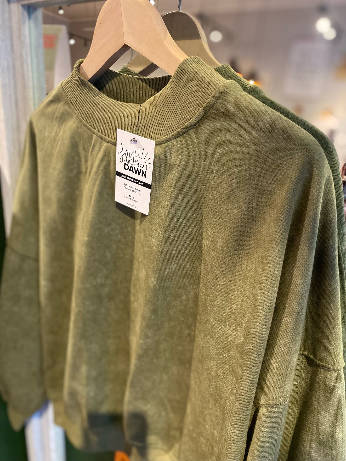 Mineral Washed Sweatshirt - Olive Green