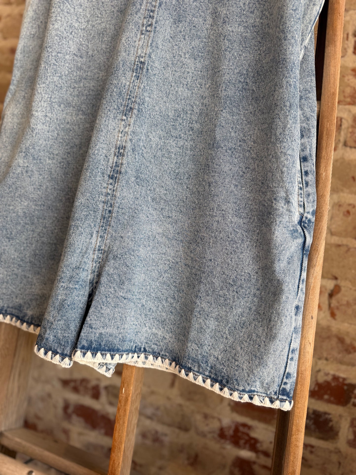 Stitched Sleeveless Denim Romper