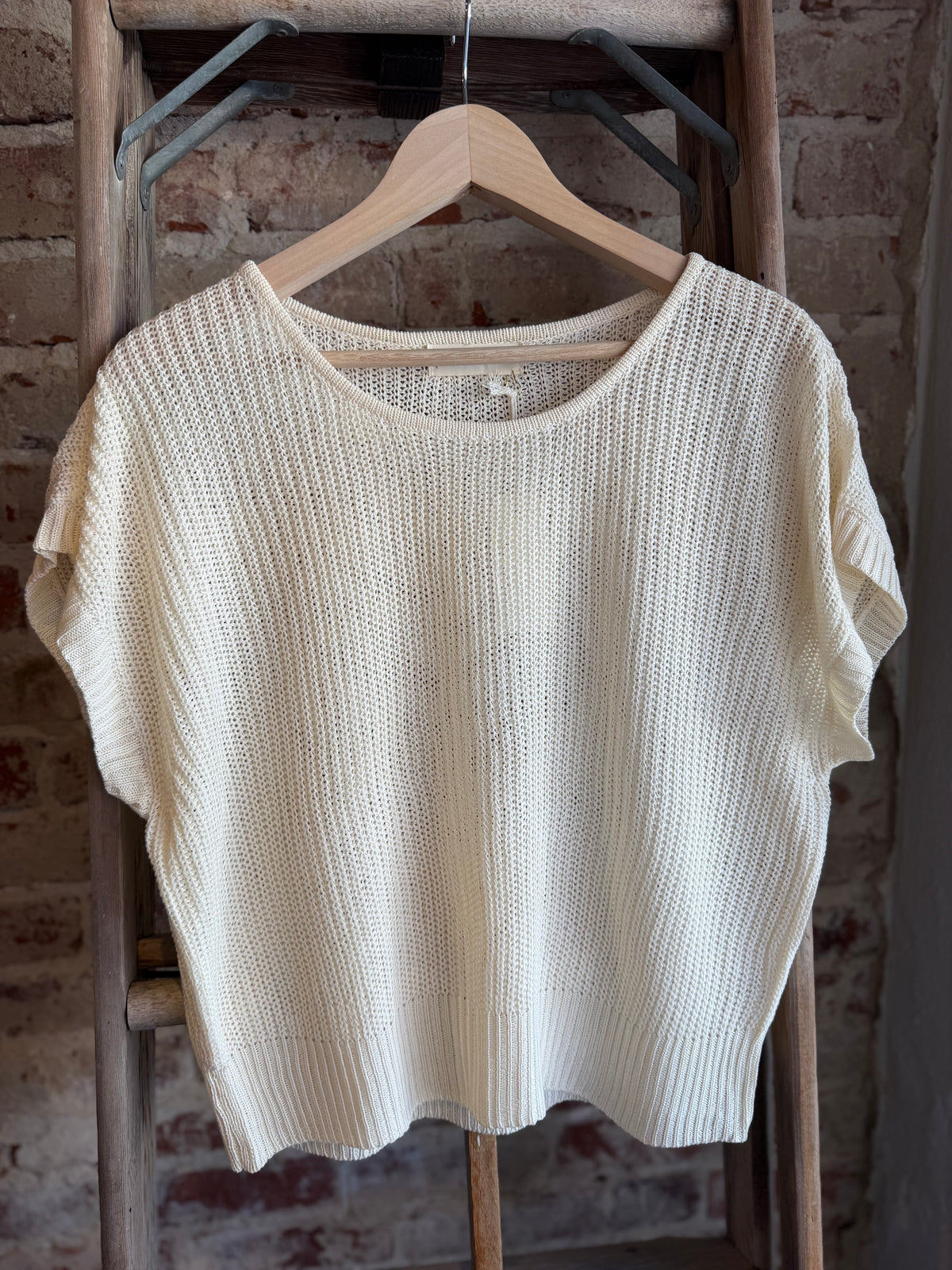Short Sleeve Knit Sweater - Ivory