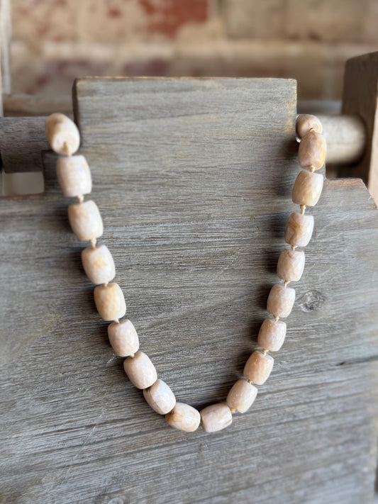 Glossy Bead Buable Necklace - Ivory