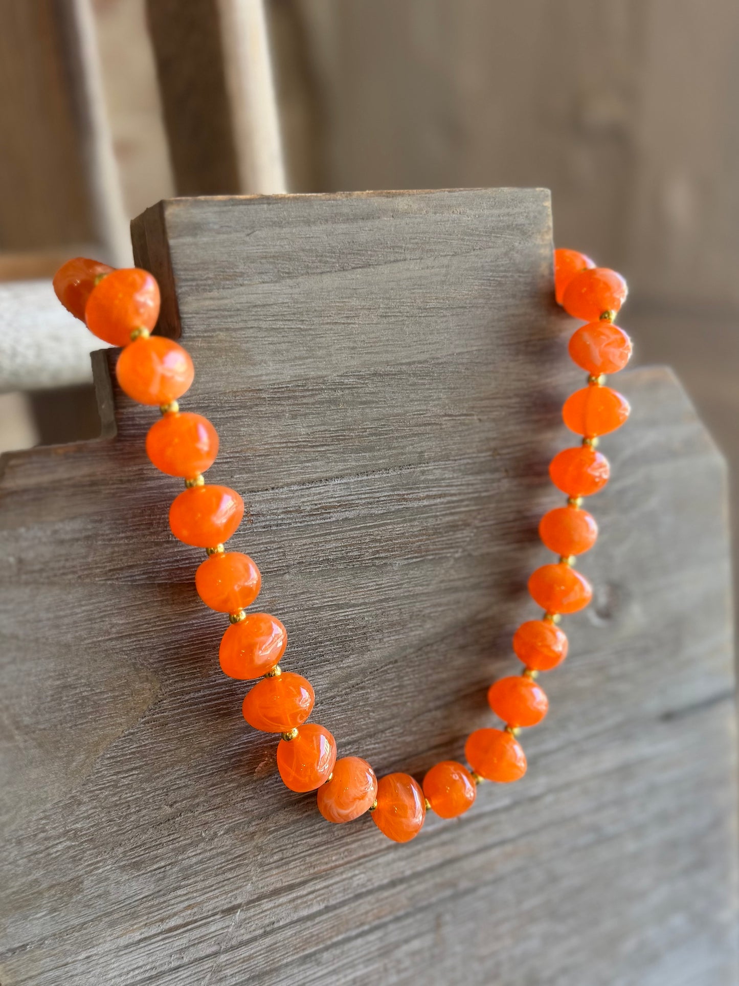 Bauble Bead Ball Necklace - Orange/Gold