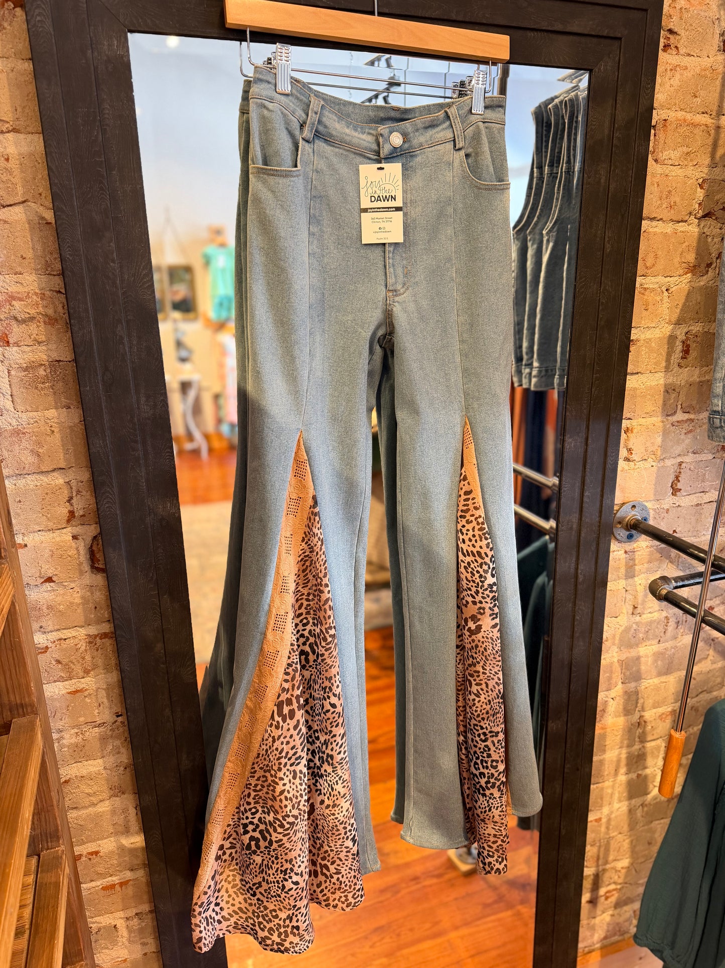 Leopard and Lace Wide Leg Jeans