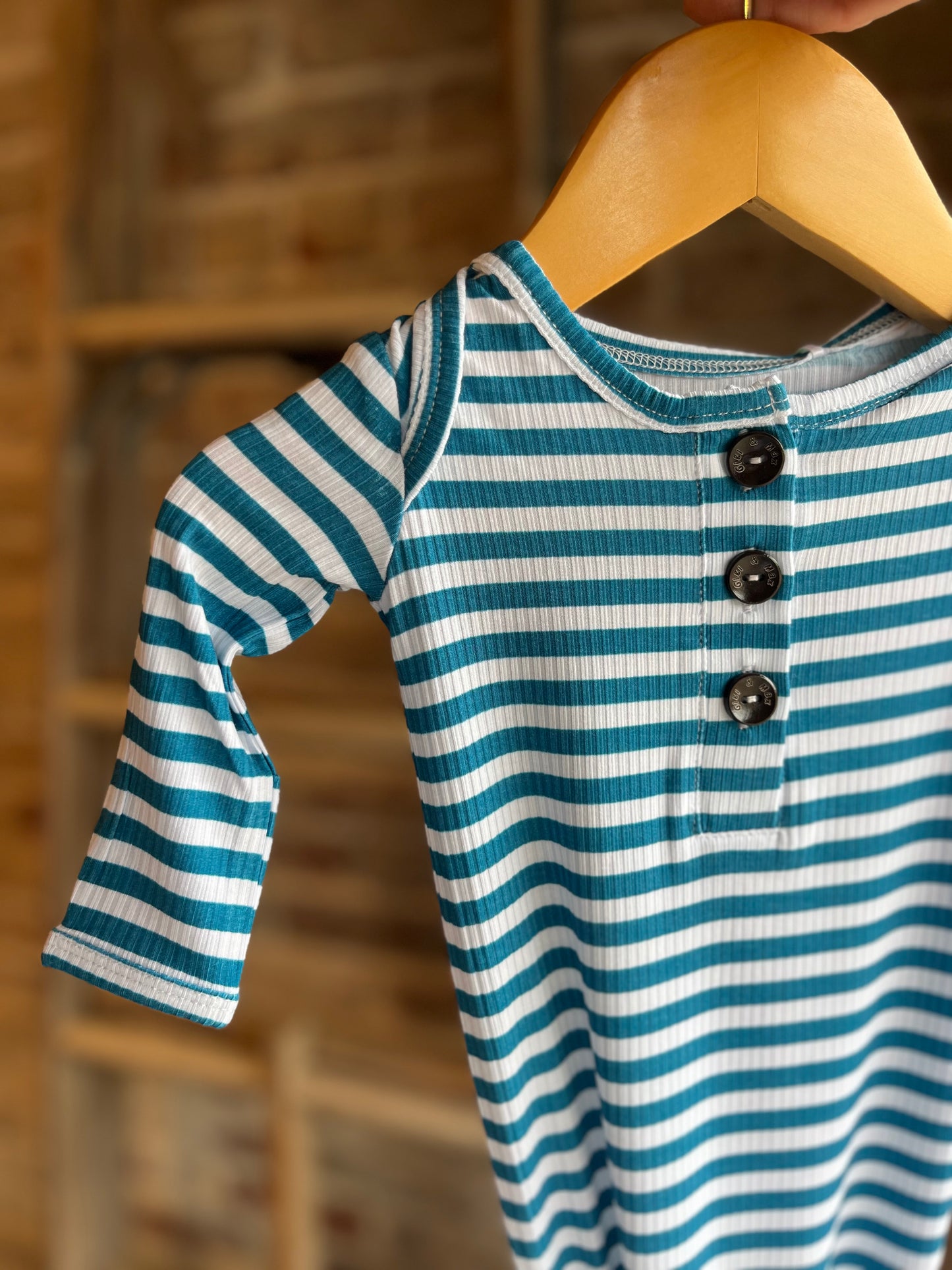Cooper Blue Striped Gown - Newborn