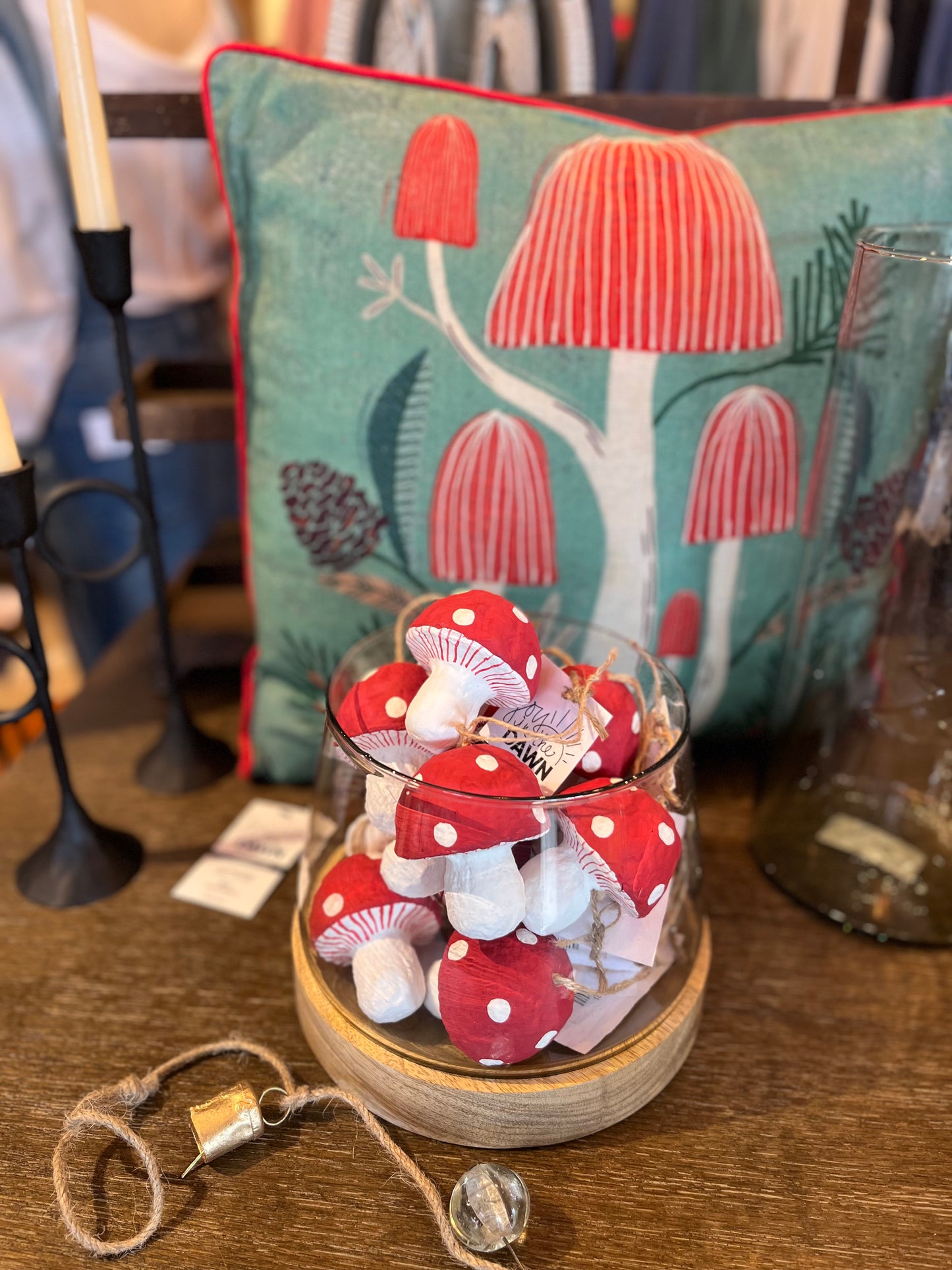 Mushroom Embroidered Pillow