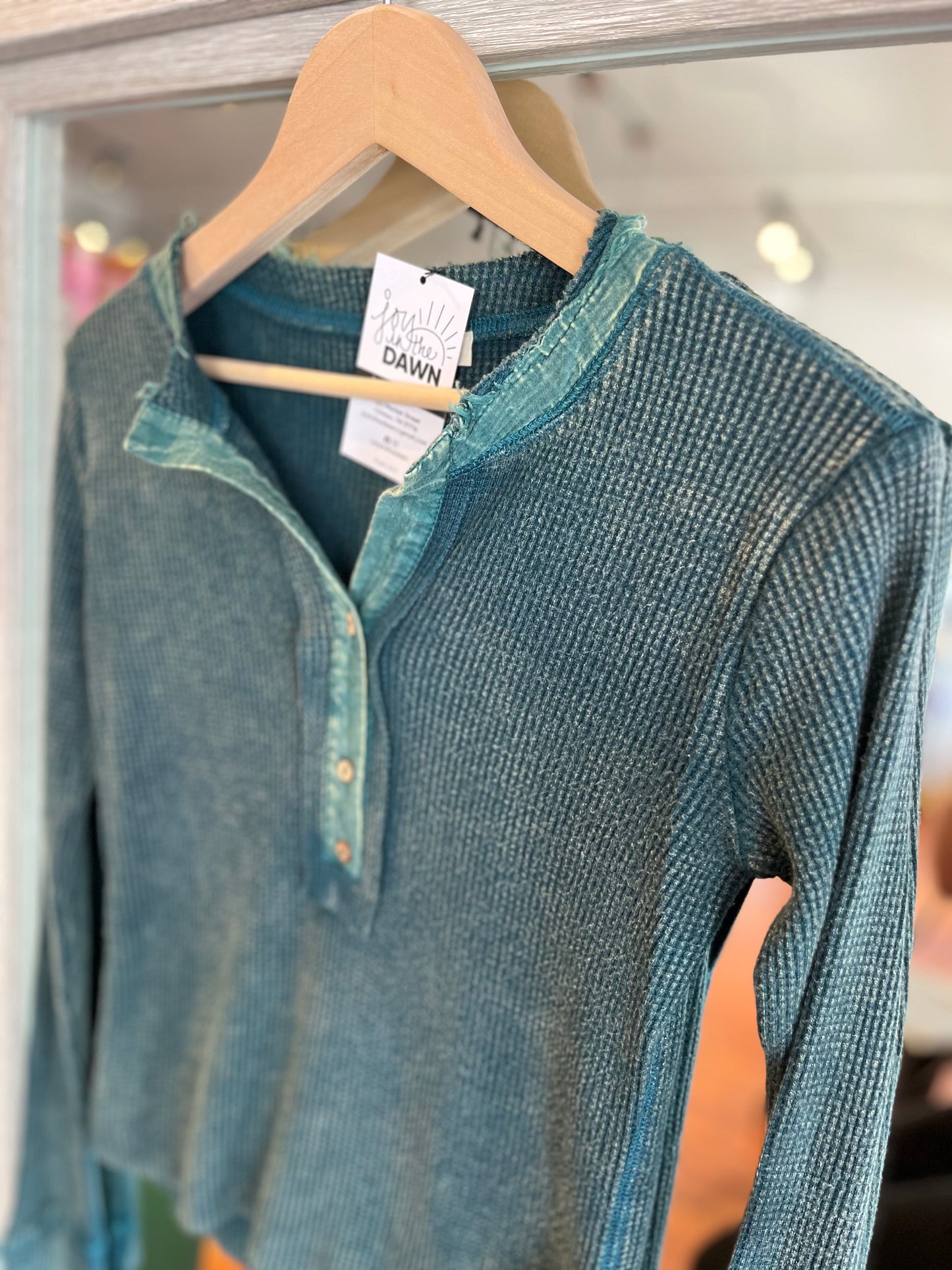 Henley Thermal Top- Teal