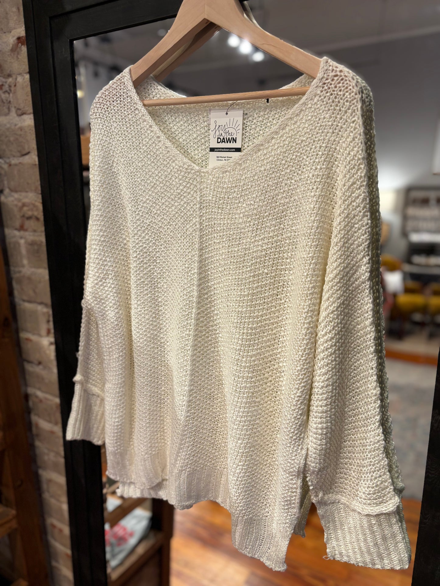 Reverse Seam Loose Fit Sweater - Cream