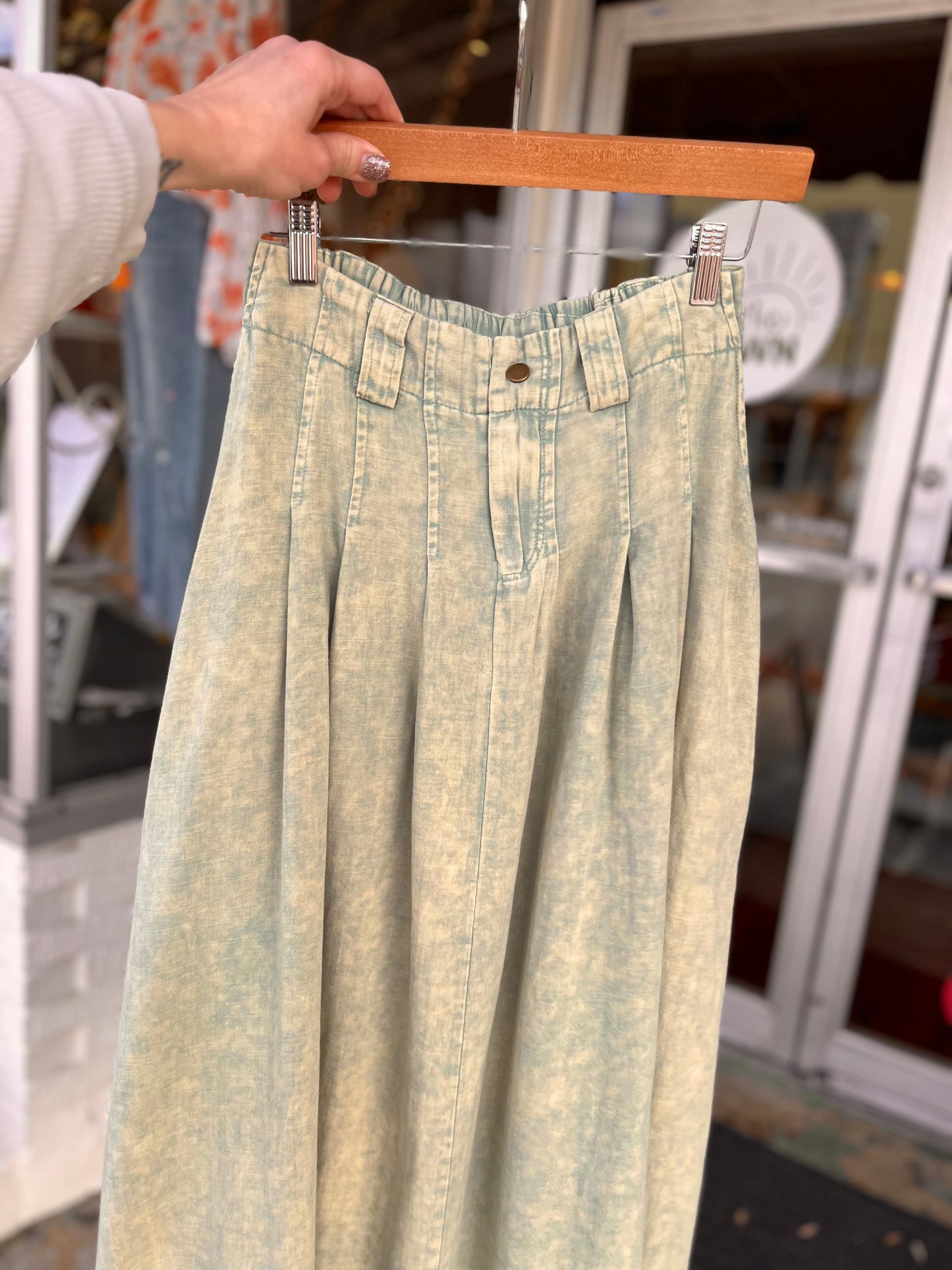 Mint Pleated Maxi Skirt