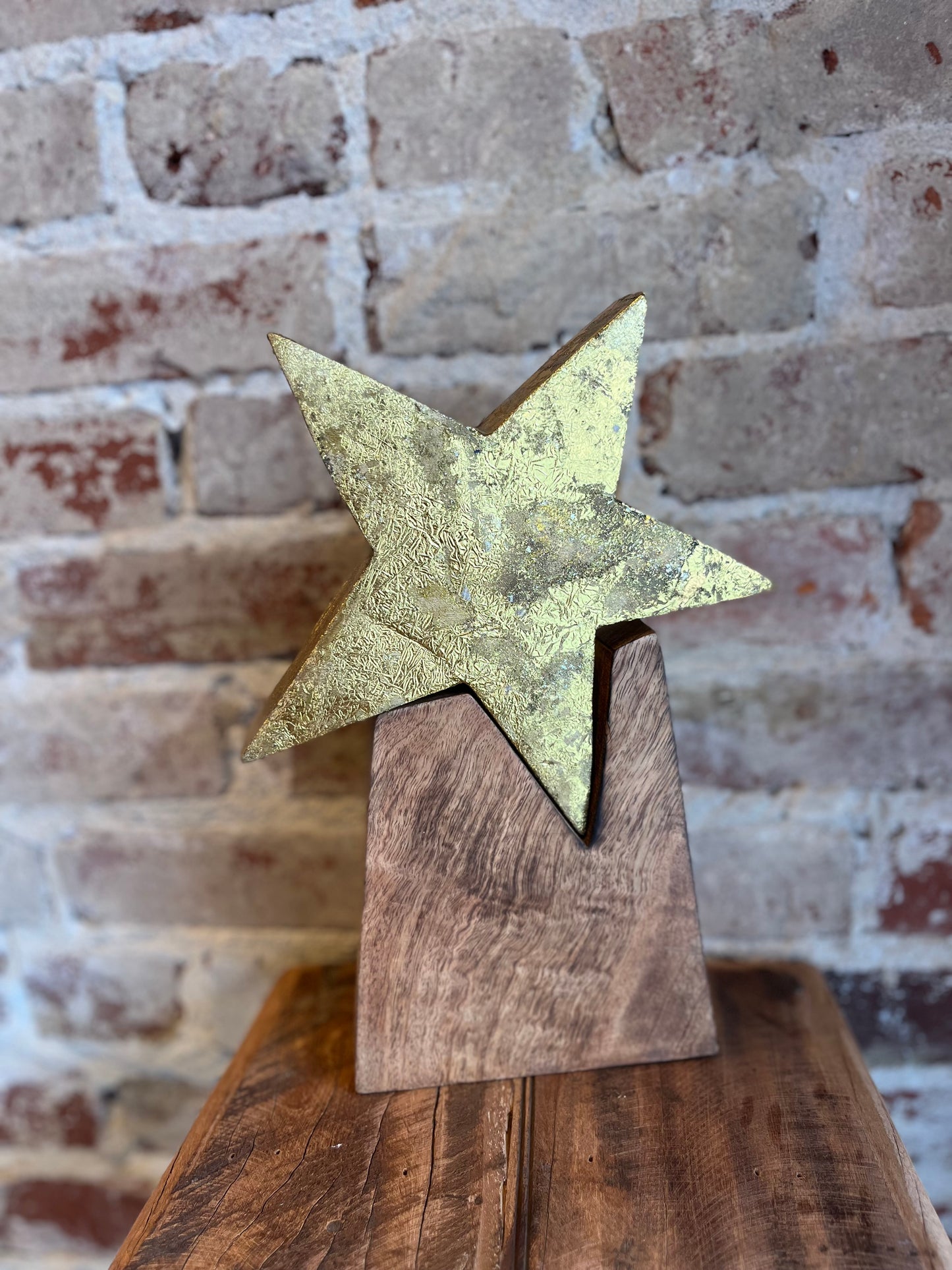 Gold Wooden Star w/ Base - Large