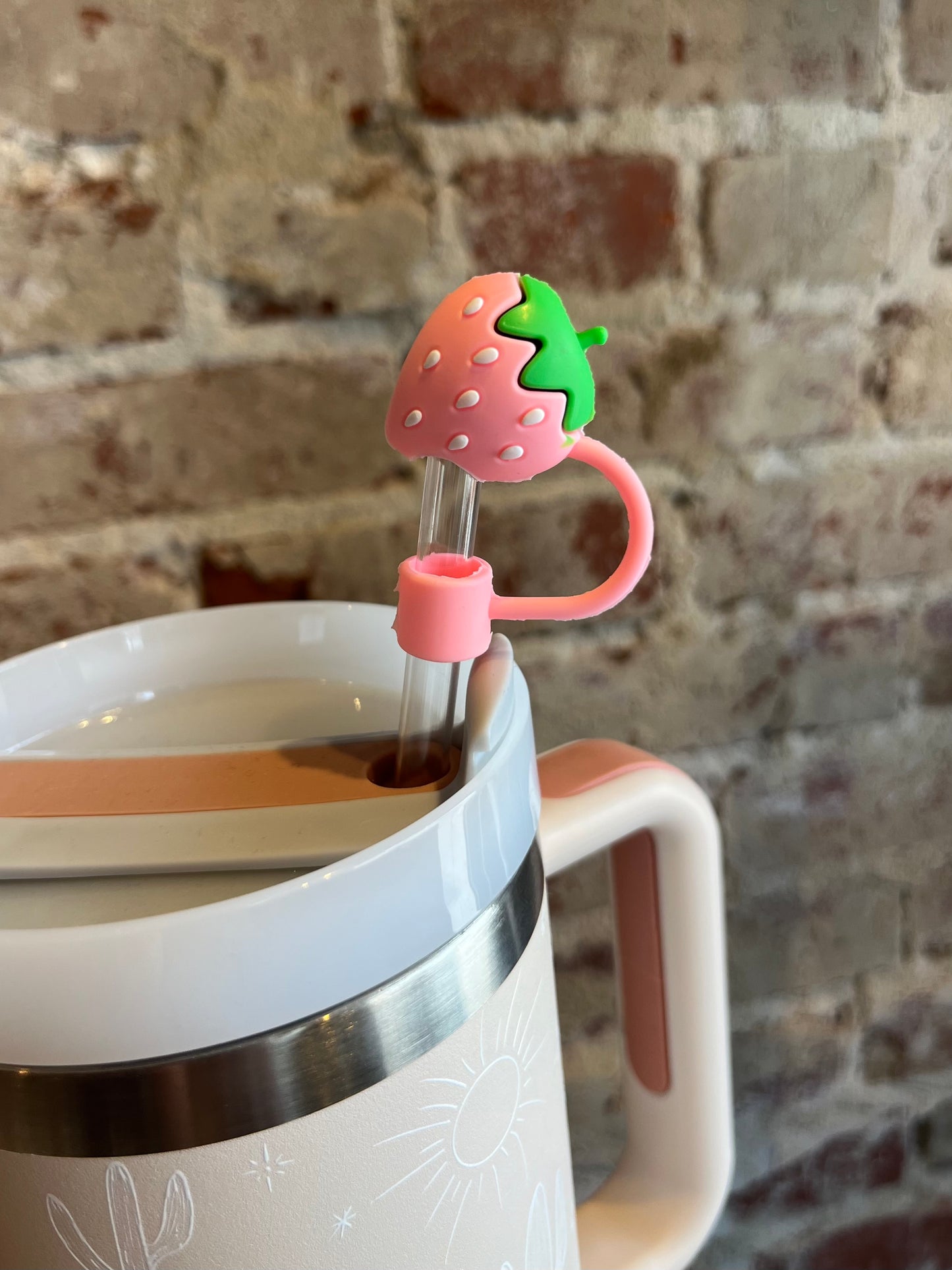Pink Strawberry Straw Cover