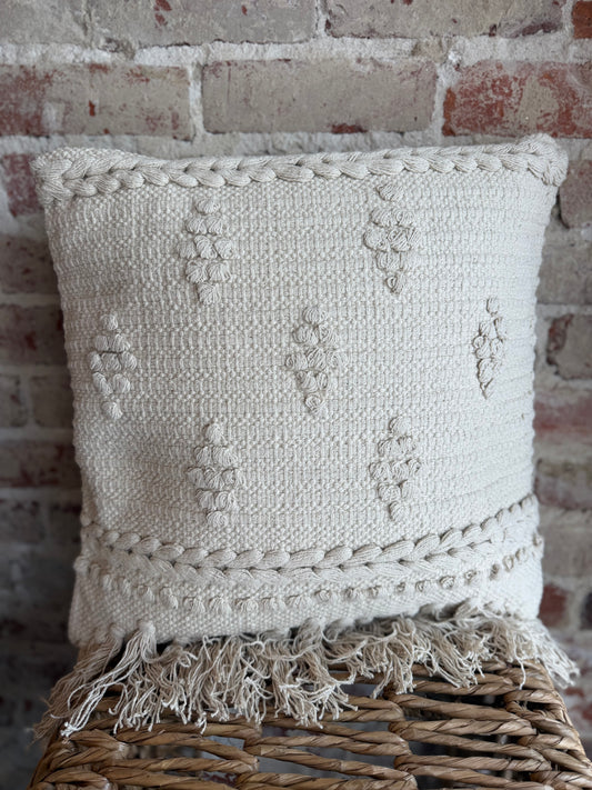 Woven Diamond Throw Pillow - Cream