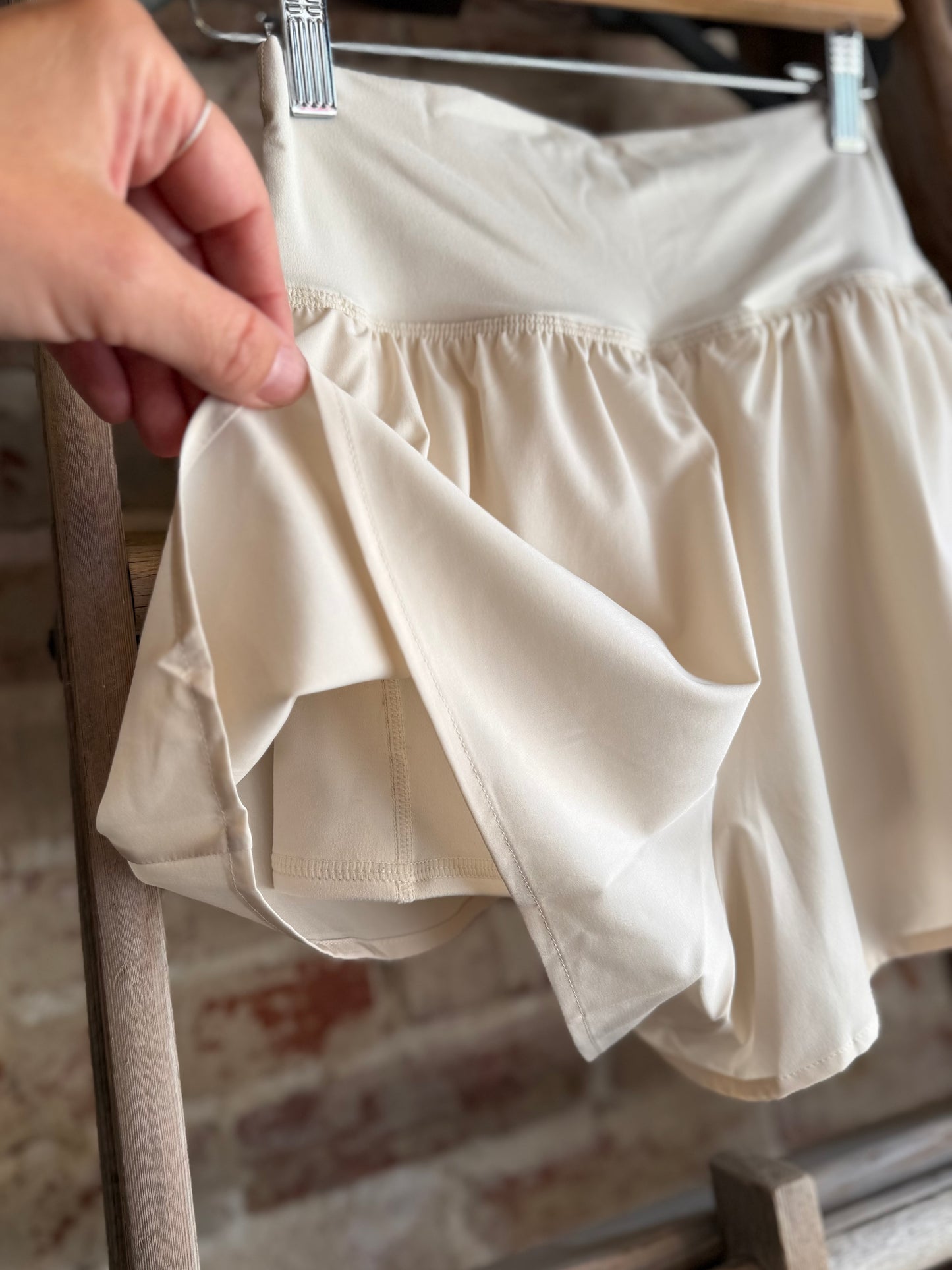 Crossover Flared Shorts -Pearl White