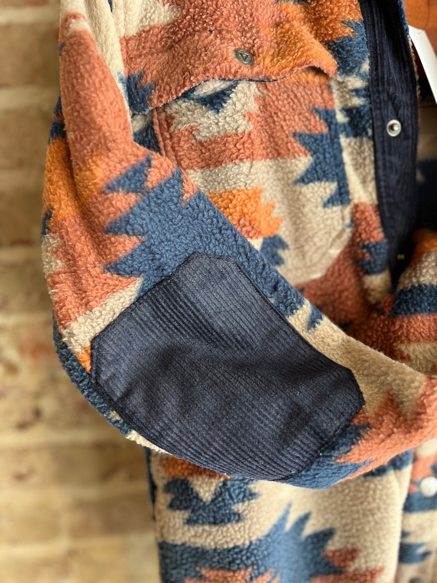 Blue Aztec Fleece Shacket- Men