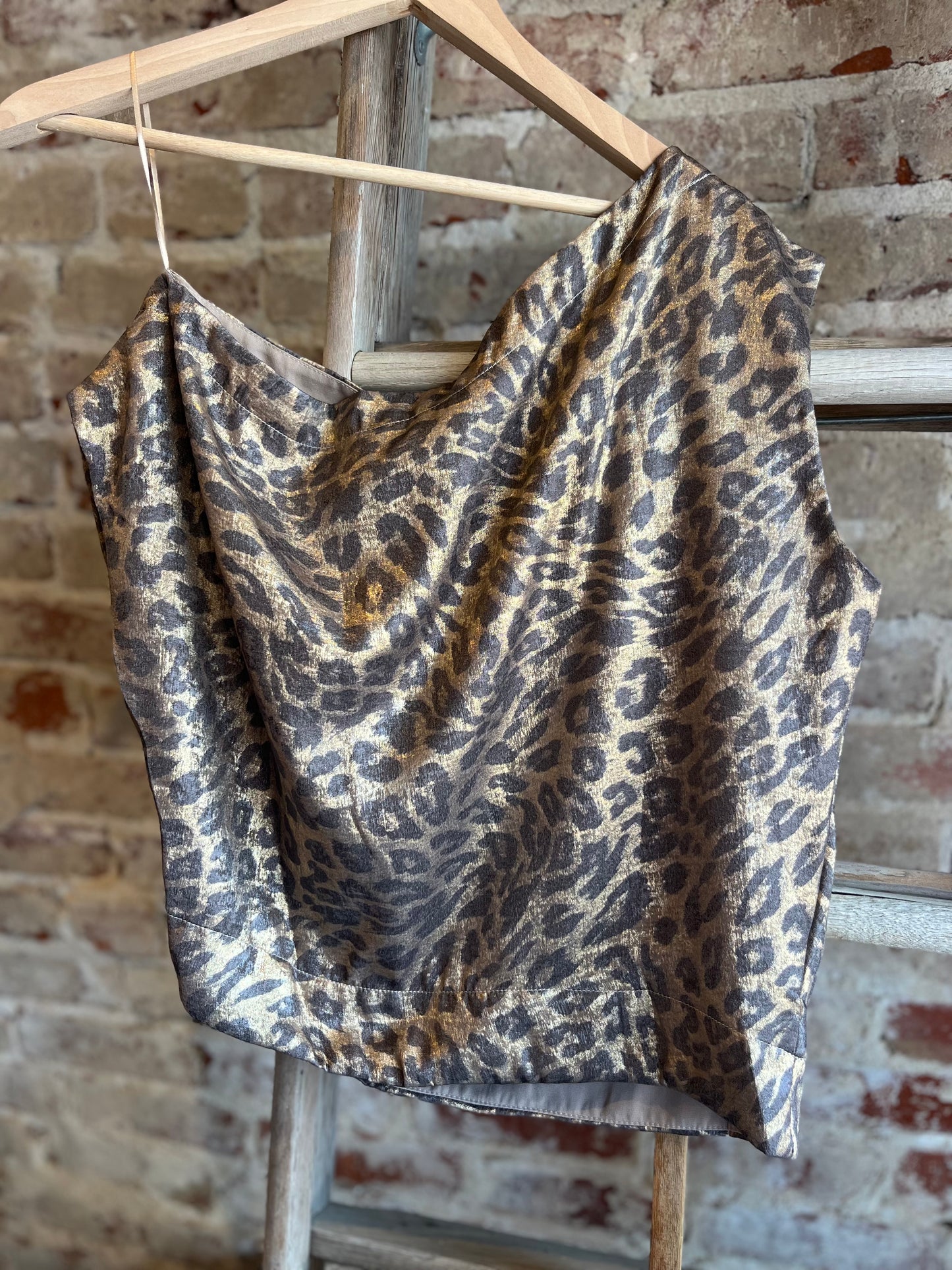 Satin Leopard Off The Shoulder Top