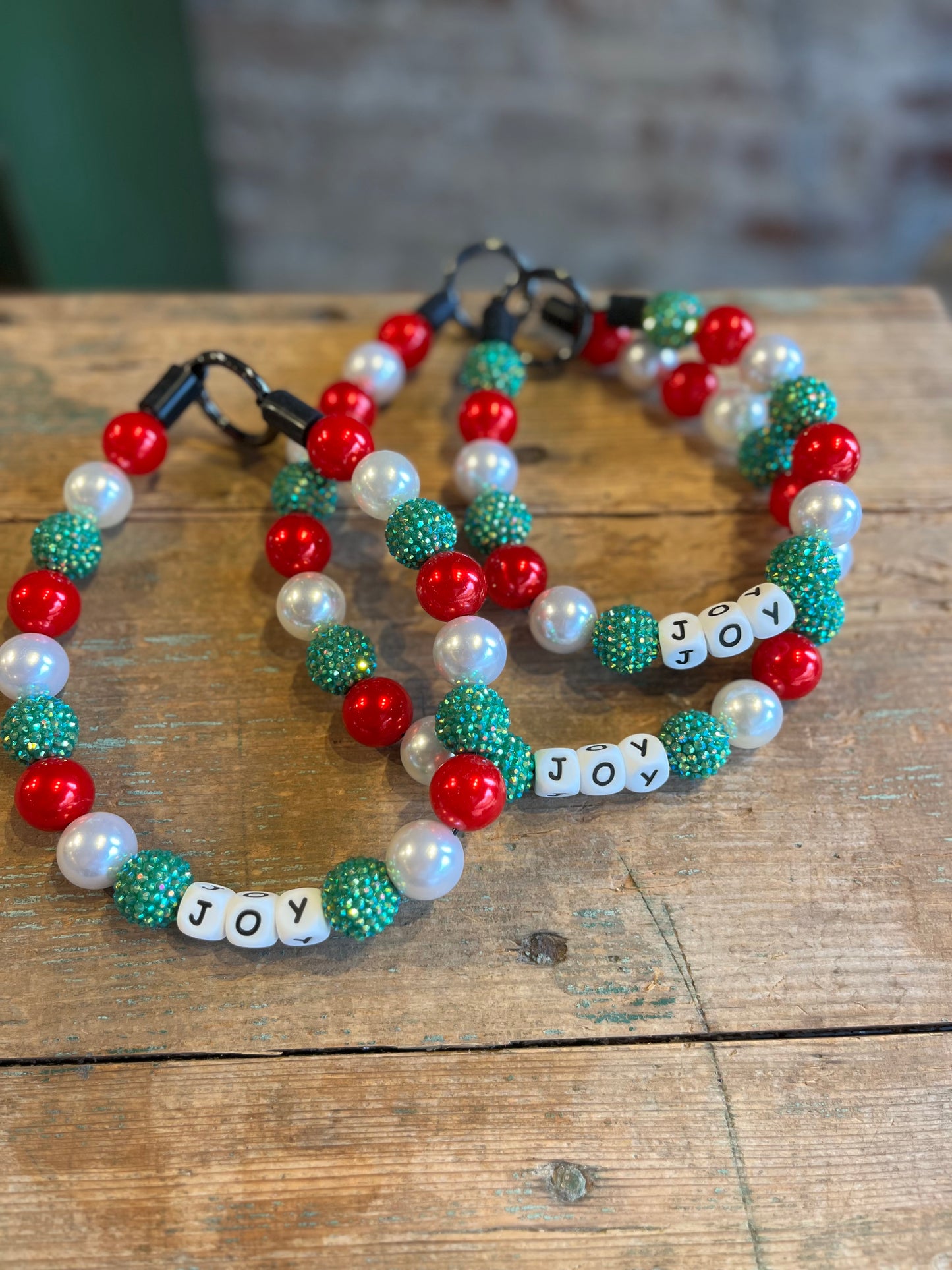 Christmas "Joy" Pet Necklace - Red/Green