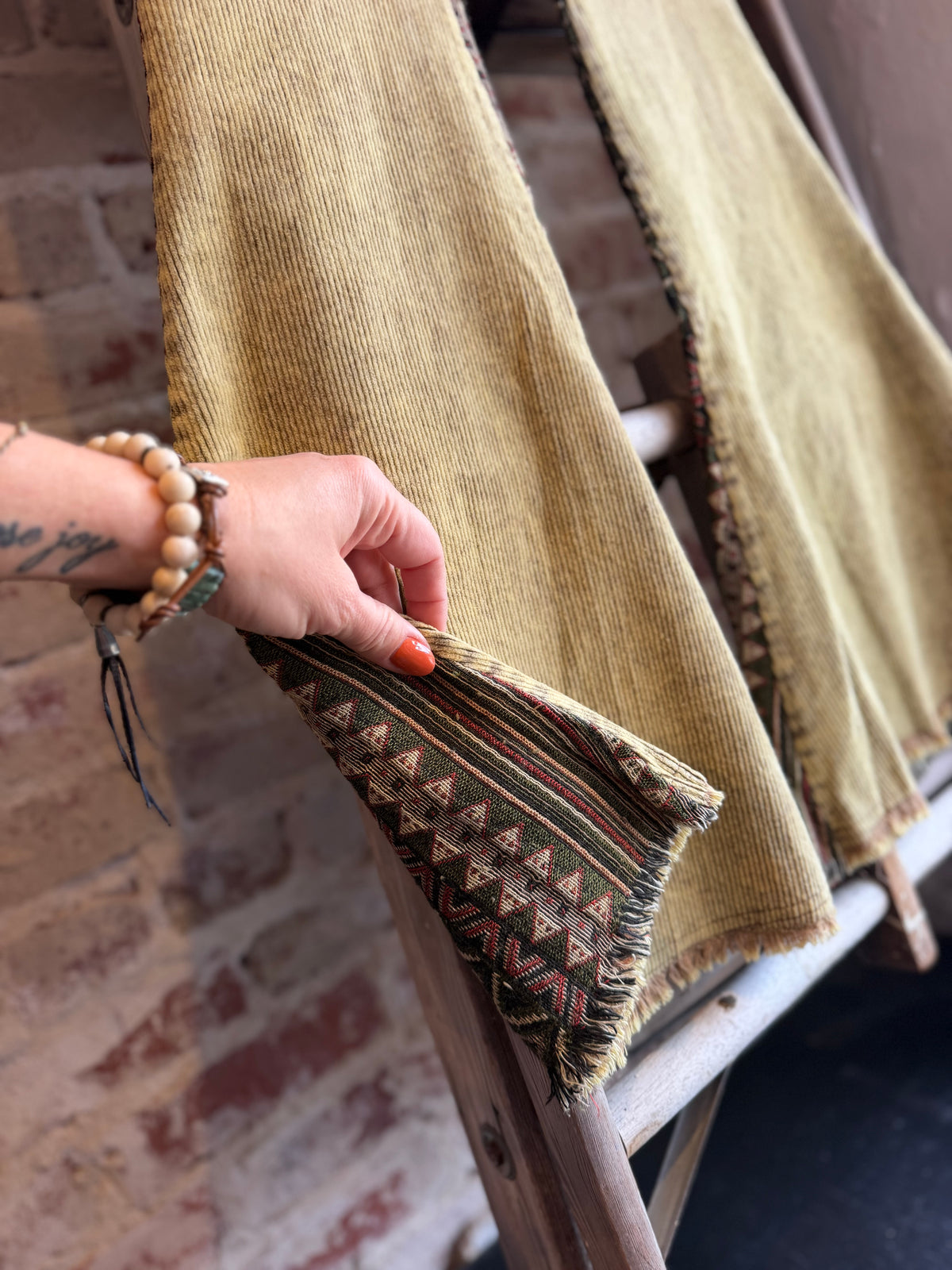 Washed Aztec Corduroy Bell Bottoms
