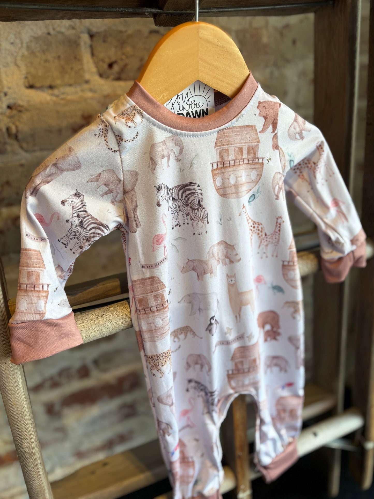 Noah's Ark Romper- Button-up