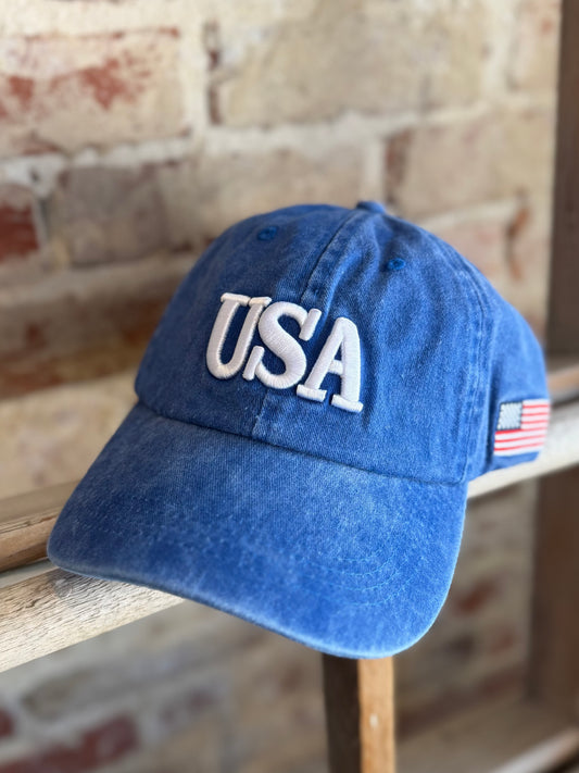 USA Baseball Hat -Vintage Blue