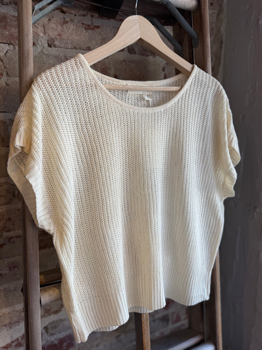 Short Sleeve Knit Sweater - Ivory