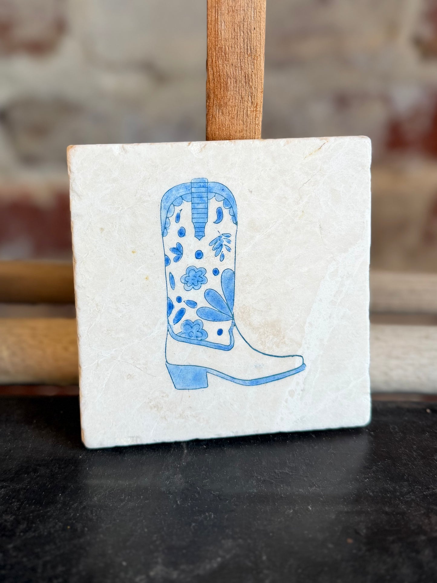 Coastal Cowboy Boot Marble Coaster
