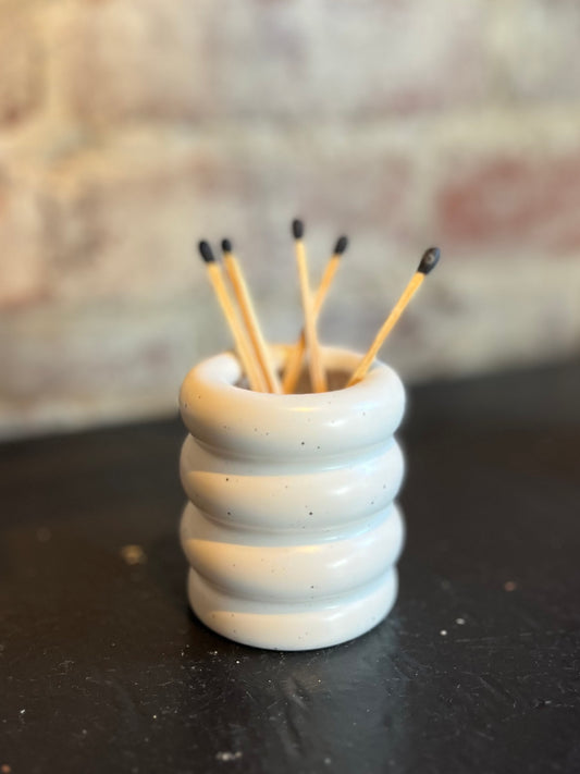 Speckled White Ceramic Match Holder