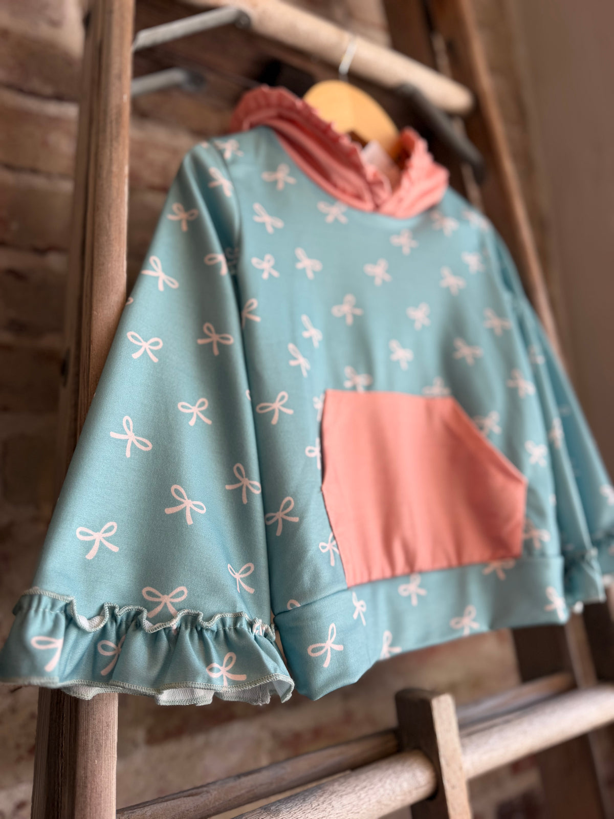 Teal + Pink Bow Ruffle SET- Kids