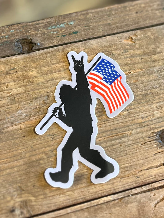 Bigfoot American Flag Sticker