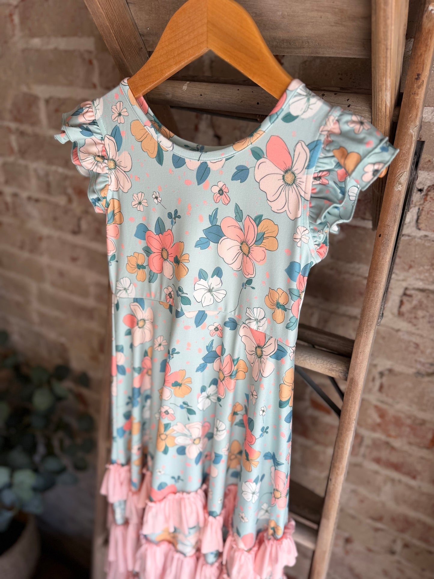 Bella Mint Floral Dress - Toddler/Kids