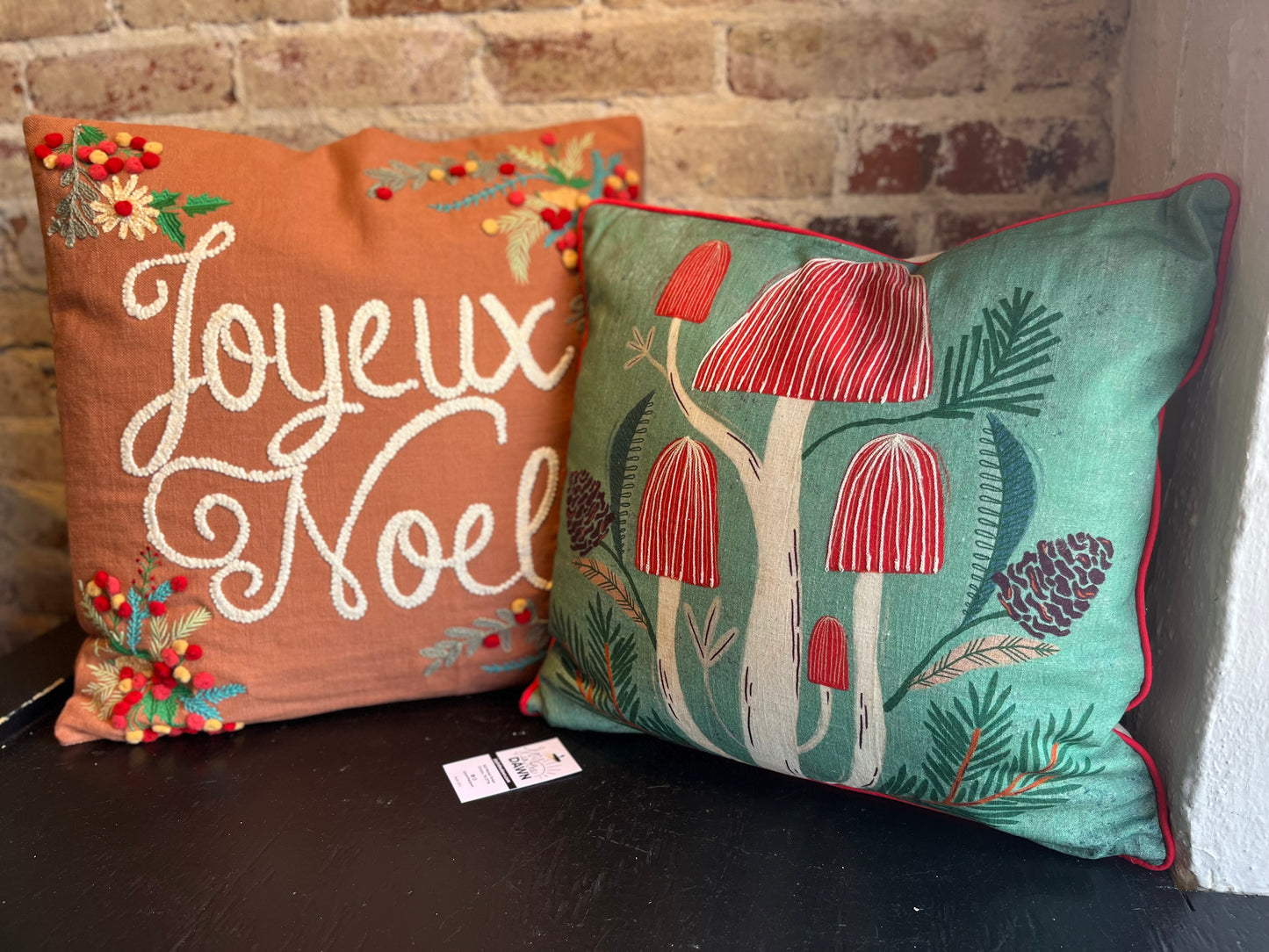 Mushroom Embroidered Pillow