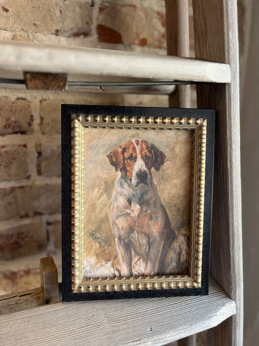 Study of a Hound Framed Antique Art -8x10