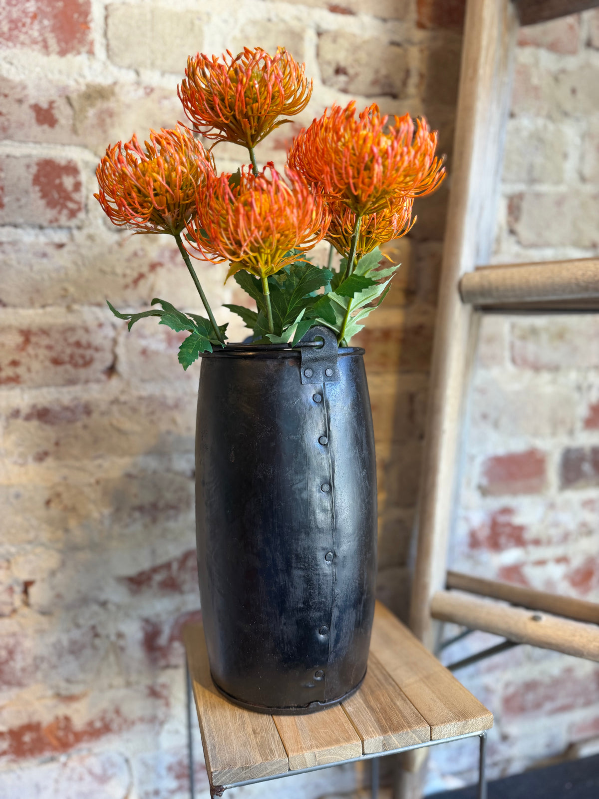 Hammered Iron Bucket Vase - Small