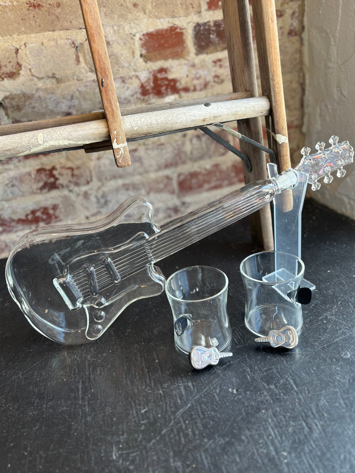 Electric Guitar Glass Decanter Set + Case