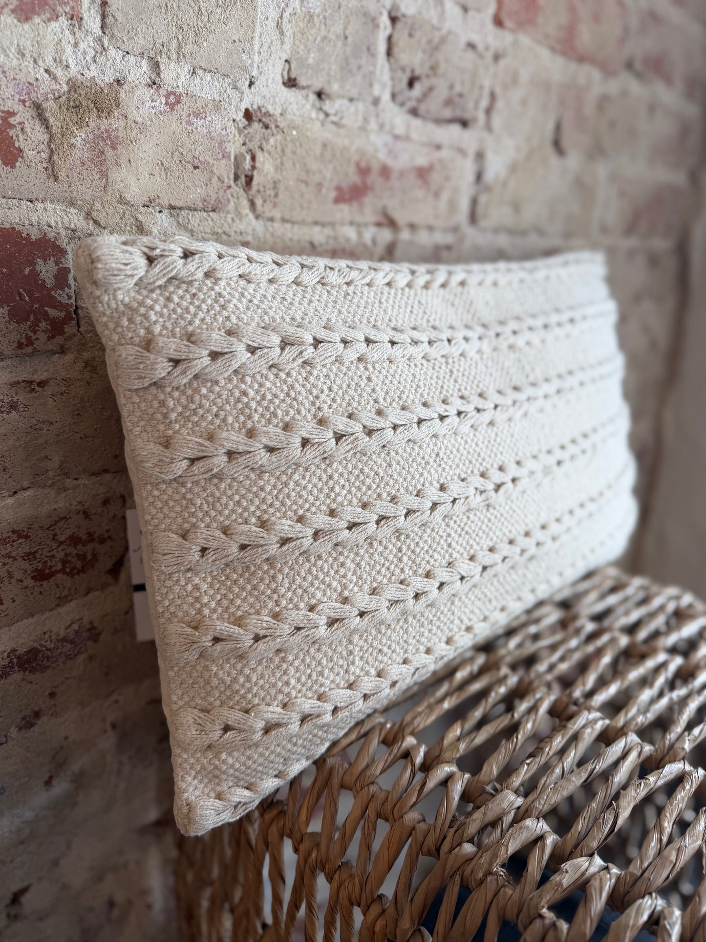 Macrame Lumbar Pillow - Cream