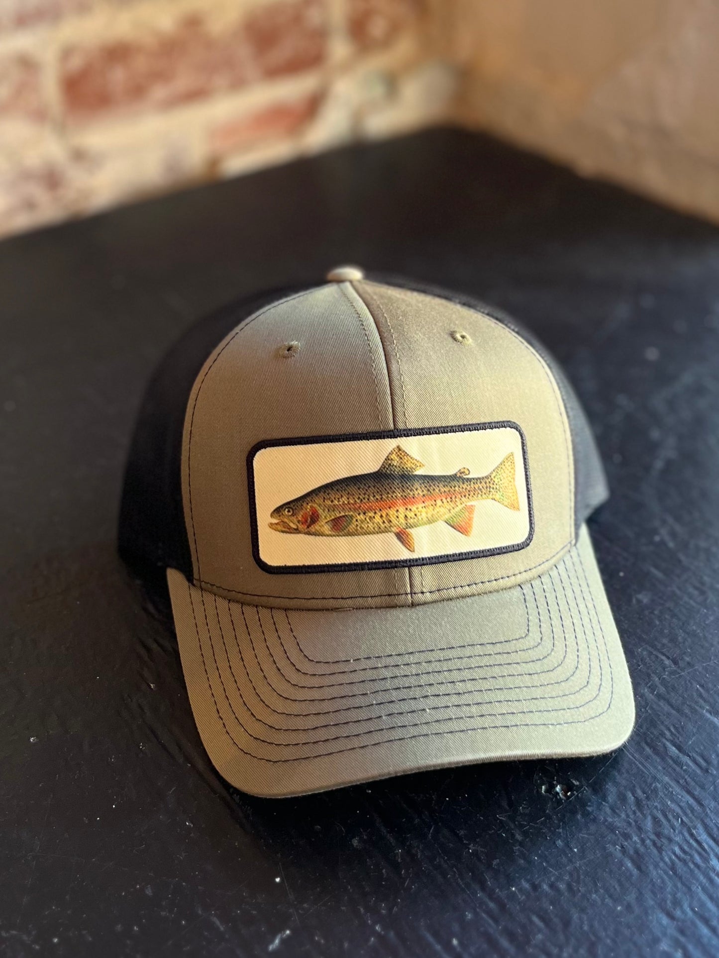 Rainbow Trout Hat- Olive Green